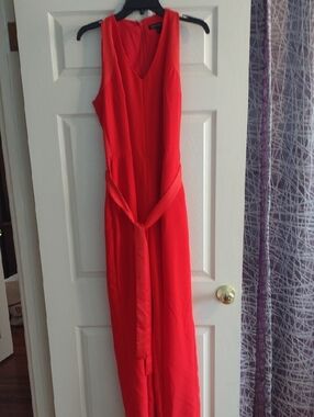 Banana Republic Red Sleeveless Jumpsuit with Tie Waist